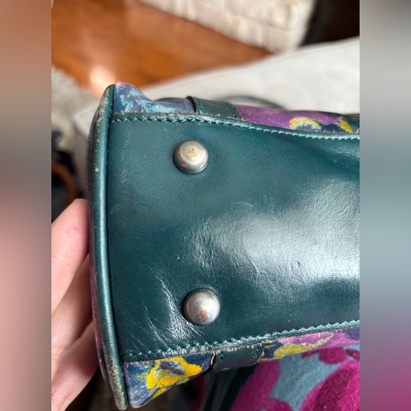 Patricia Nash Leather Floral Bag with Woven Handle - Picture 12 of 14